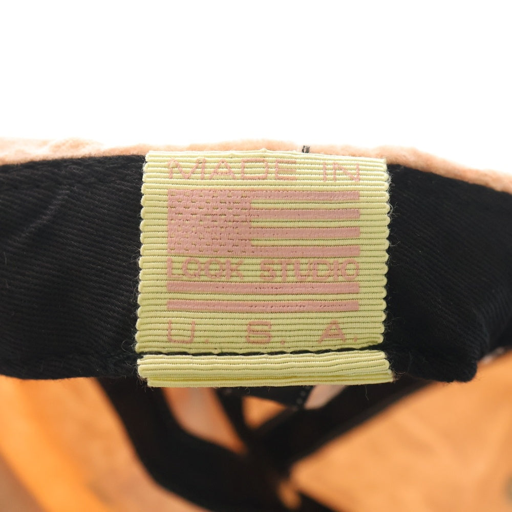 LQQK STUDIO(ルックスタジオ) フロントロゴ ベロア ベースボールキャップ 帽子 ピンク