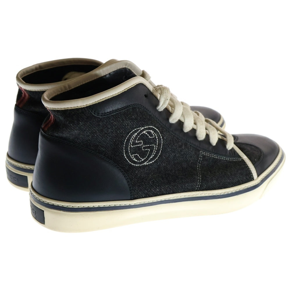 GUCCI(グッチ) GGロゴ ウィングチップ ハイカットスニーカー グレー/ネイビー 162858