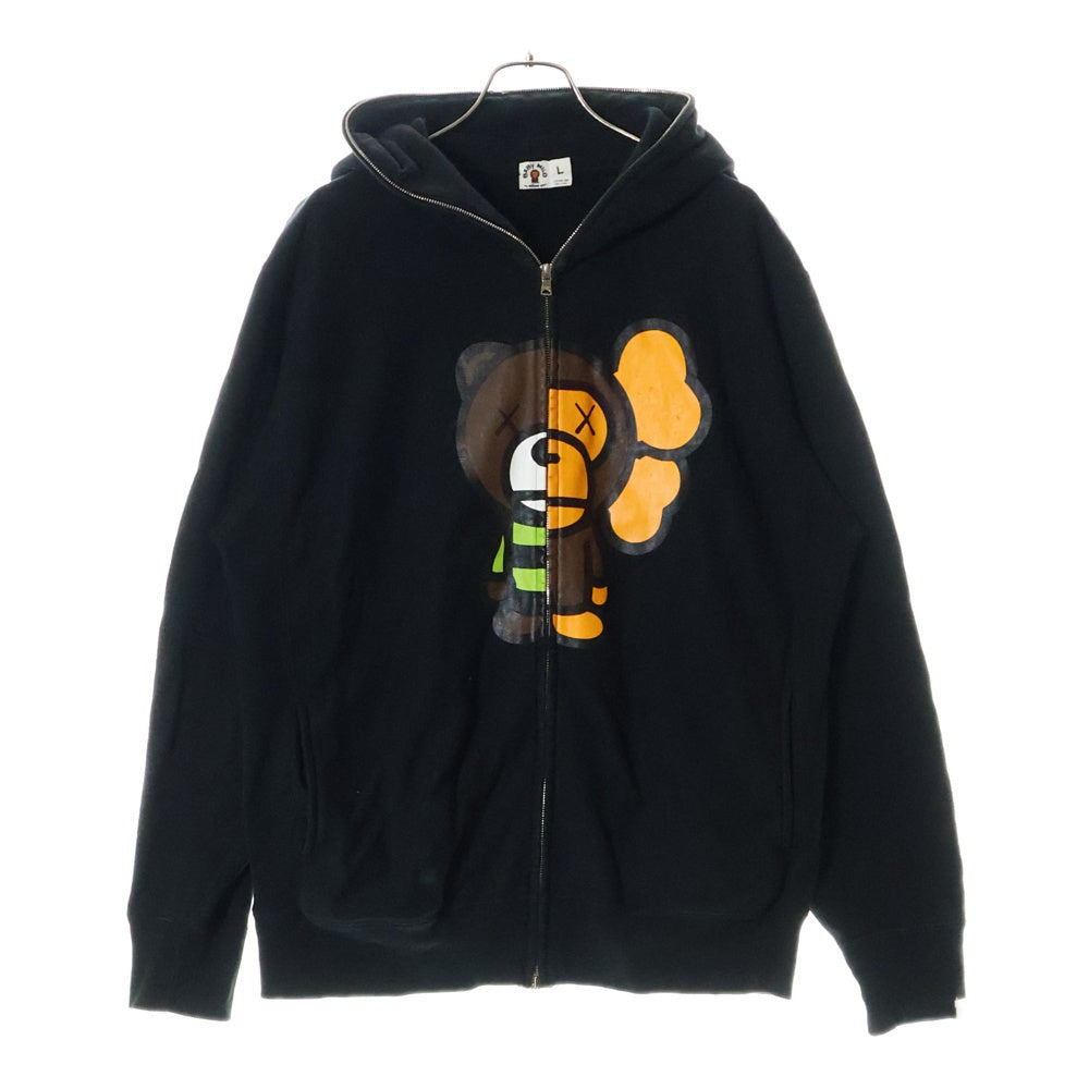 A BATHING APE(アベイシングエイプ) 05AW ×KAWS BABY MiLO カウズ ベビーマイロプリント フルジップ アップ フーディー パーカー ブラック