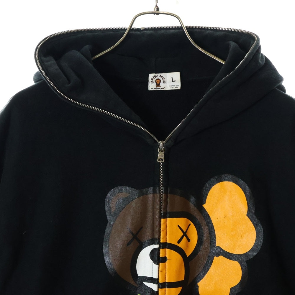 A BATHING APE(アベイシングエイプ) 05AW ×KAWS BABY MiLO カウズ ベビーマイロプリント フルジップ アップ フーディー パーカー ブラック