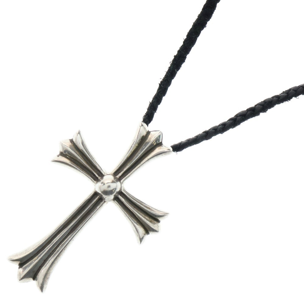 CHROME HEARTS(クロムハーツ) CH CRS LG BC ラージCHクロスペンダント Wボロチップ レザーブレイドネックレス シルバー BCA214