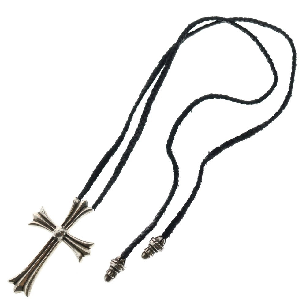 CHROME HEARTS(クロムハーツ) CH CRS LG BC ラージCHクロスペンダント Wボロチップ レザーブレイドネックレス シルバー BCA214