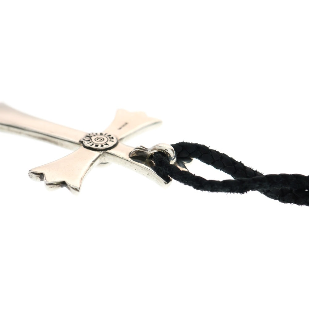 CHROME HEARTS(クロムハーツ) CH CRS LG BC ラージCHクロスペンダント Wボロチップ レザーブレイドネックレス シルバー BCA214