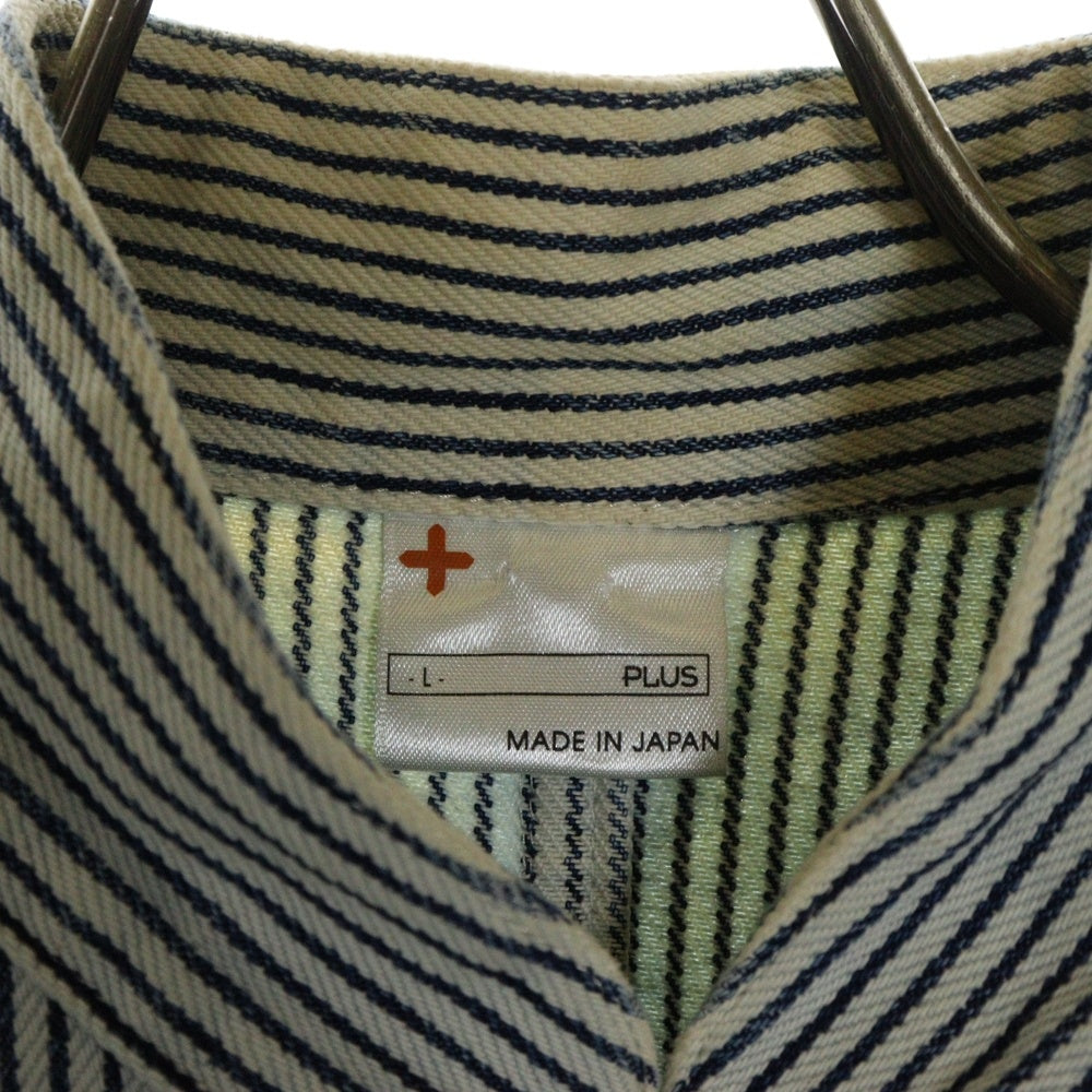 HEAD PORTER PLUS(ヘッド ポーター プラス) ヒッコリー ストライプ デニム カバーオール ジャケット インディゴ/ホワイト