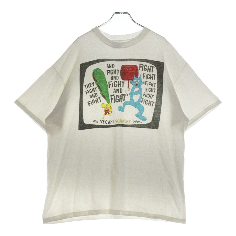 VINTAGE(ヴィンテージ) 90s Simpsons Itchy & Scratchy シンプソンズ イッチーアンドスクラッチー ショー フロントプリント 半袖Tシャツ カットソー ホワイト