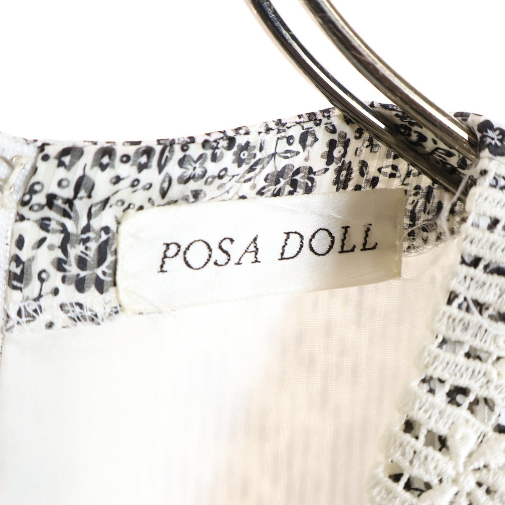 NO BRAND(ノーブランド) POSA DOLL 総柄 ワンピース ホワイト/ブラック レディース