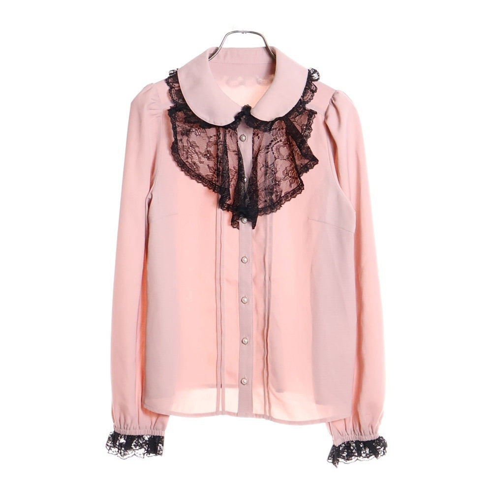 NO BRAND(ノーブランド) SECRET HONEY レース切り替え 長袖シャツ ブラック/ピンク レディース