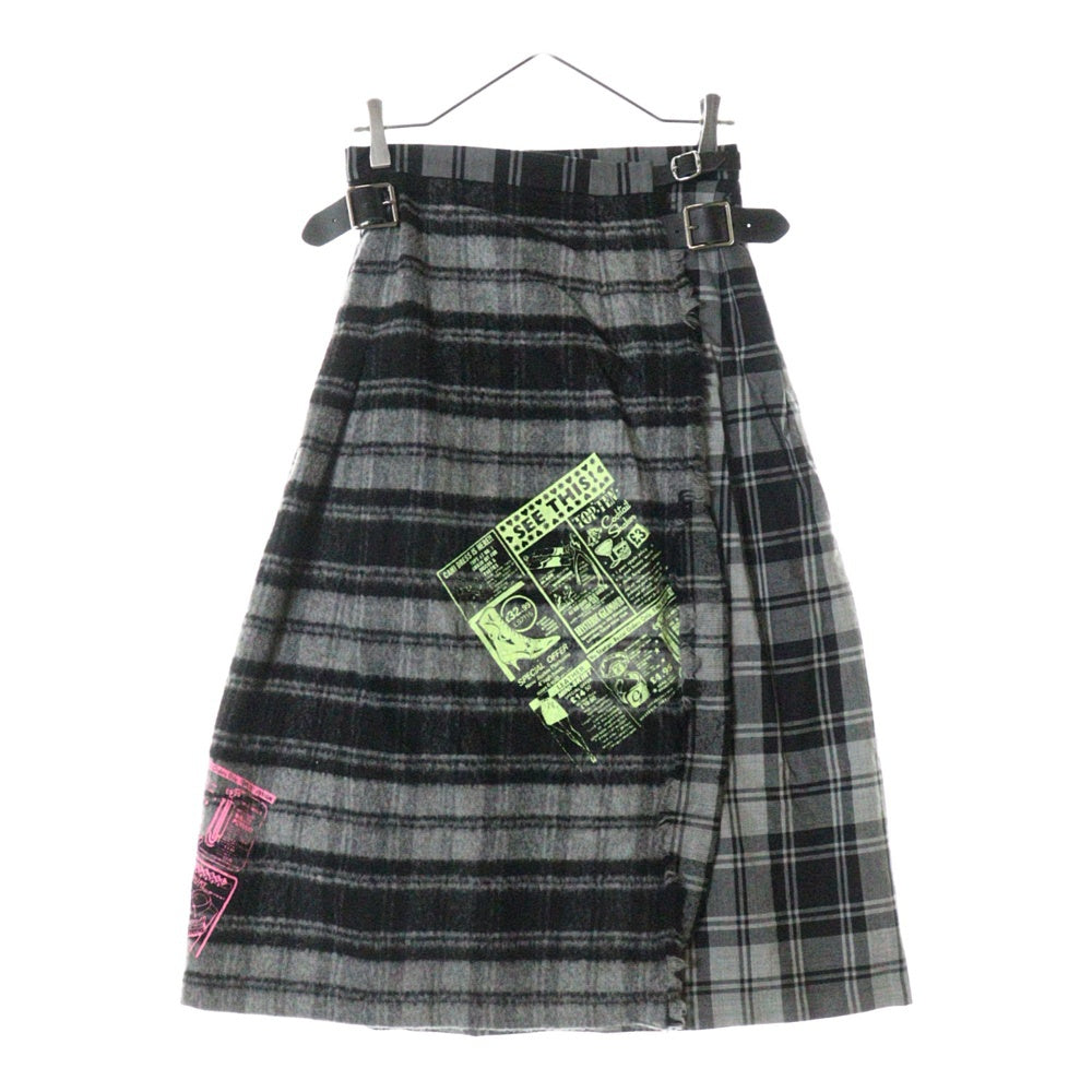 HYSTERIC GLAMOUR(ヒステリックグラマー) オニールオブダブリン タータンチェック ウール ロングスカート ラップスカート グレー レディース 01193AK01