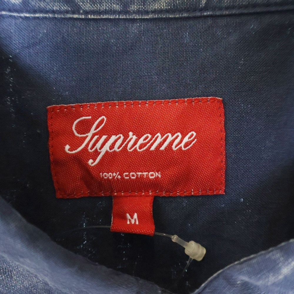 SUPREME(シュプリーム) 13SS Asid Shirt アシッド シワデザイン ボタンダウン 半袖シャツ ネイビー