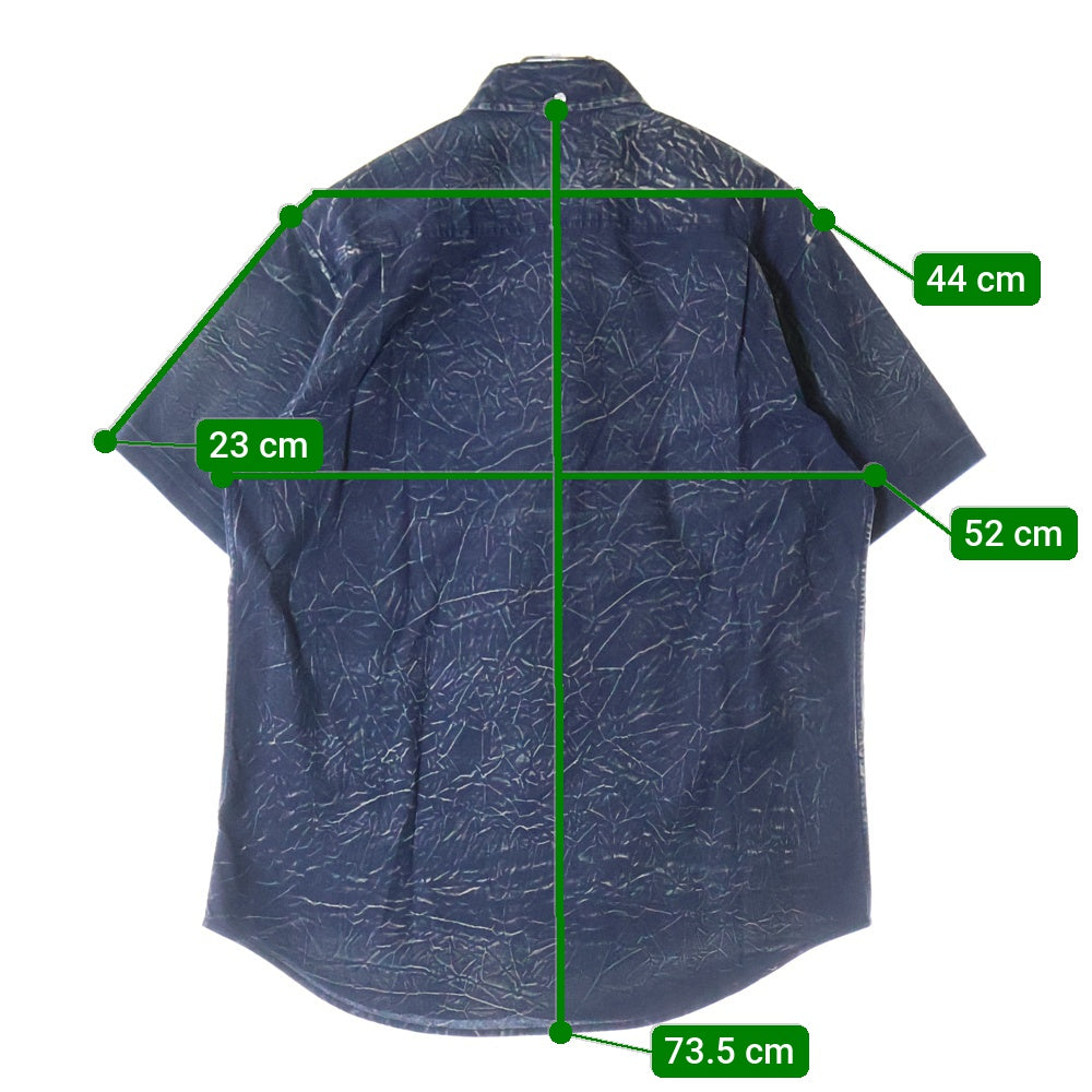SUPREME(シュプリーム) 13SS Asid Shirt アシッド シワデザイン ボタンダウン 半袖シャツ ネイビー