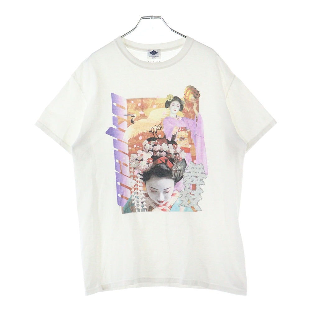 NO BRAND(ノーブランド) 舞子ラップ フロントプリント 半袖Tシャツ カットソー ホワイト