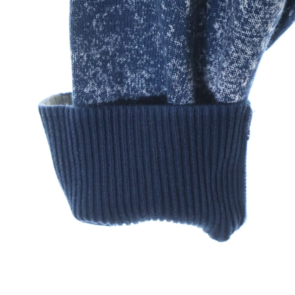 DIESEL(ディーゼル) 24SS K-LARENCE-B ブリーチ加工 クルーネック ニット セーター ネイビー/ホワイト A11187