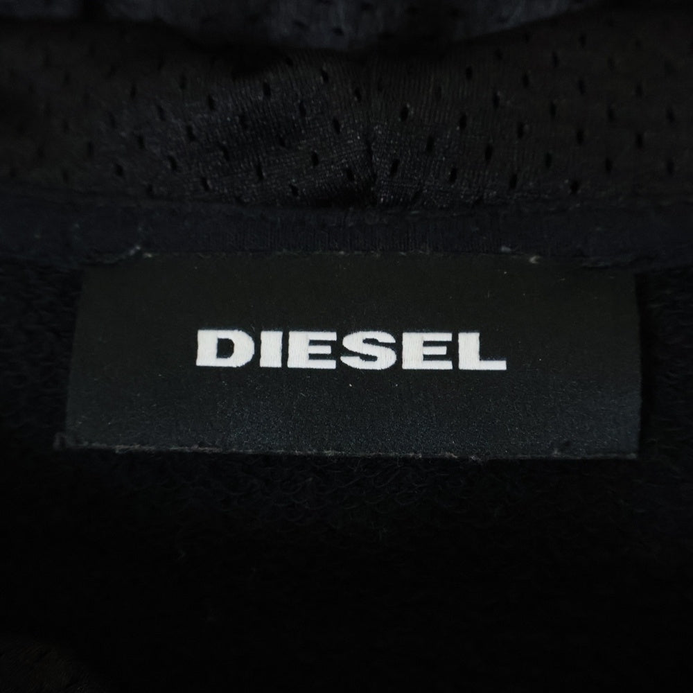 DIESEL(ディーゼル) J-FILMO フェイクレザー ジップアップ フーディー パーカー ブラック A00693