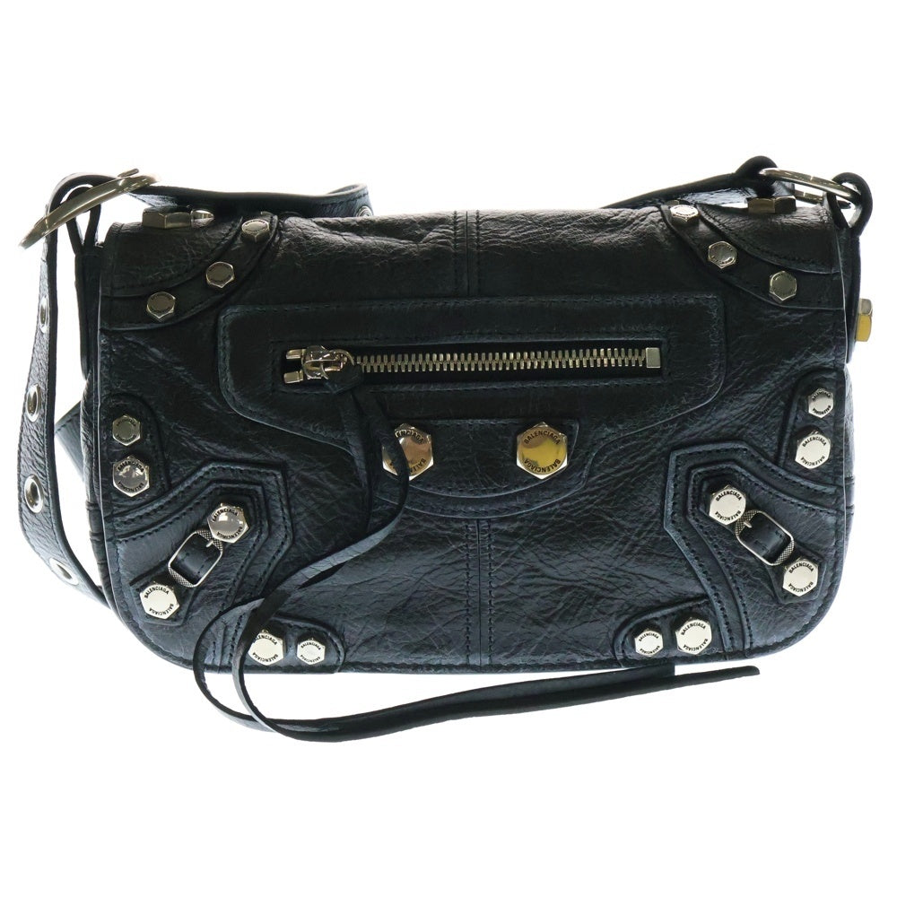 BALENCIAGA(バレンシアガ) LE CAGOLE Men XS Flap Bag ルカゴール ボルト レザー スタッズ フラップバッグ ショルダーバッグ クロスボディバッグ ブラック 719082