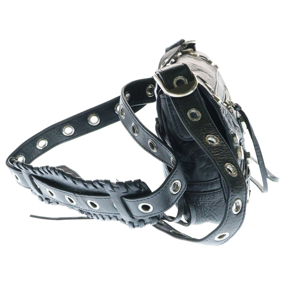 BALENCIAGA(バレンシアガ) LE CAGOLE Men XS Flap Bag ルカゴール ボルト レザー スタッズ フラップバッグ ショルダーバッグ クロスボディバッグ ブラック 719082