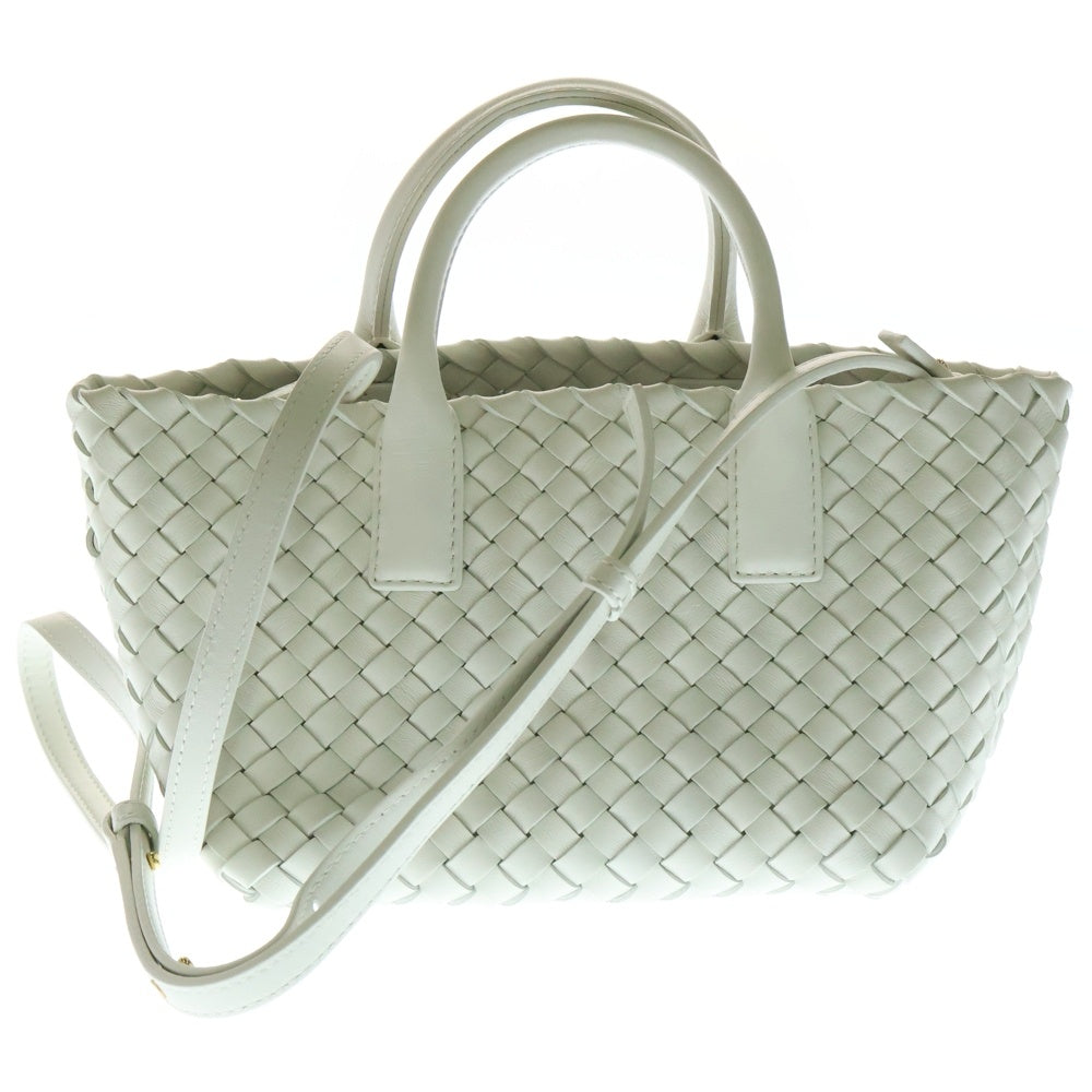 BOTTEGA VENETA(ボッテガヴェネタ) ミニ カバ バレンタイン限定 ハート ポーチ付き イントレチャート レザー 2WAY ショルダーバッグ ハンドバッグ ホワイト 777608