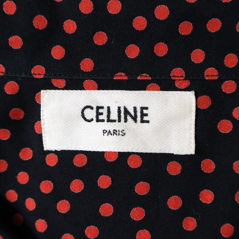 CELINE(セリーヌ) マルチドット レーヨン半袖シャツ ブラック/レッド 2C036962H