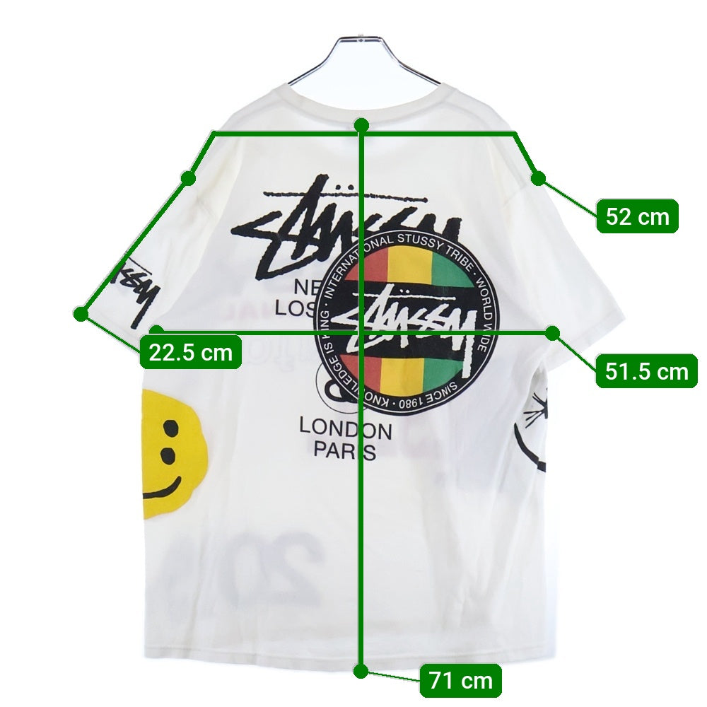 STUSSY(ステューシー) 19SS × Cactus Plant Flea Market CPFM カクタスプラント フリーマーケット プリント クルーネック 半袖Tシャツ カットソー ホワイト