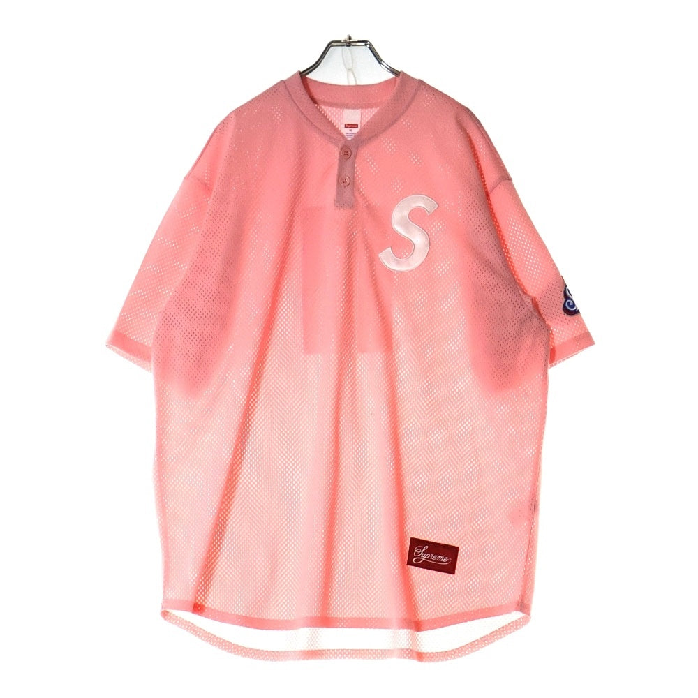 SUPREME(シュプリーム) 25SS S Logo Baseball Henley Sロゴ ベースボール ヘンリー メッシュ 半袖シャツ ピンク