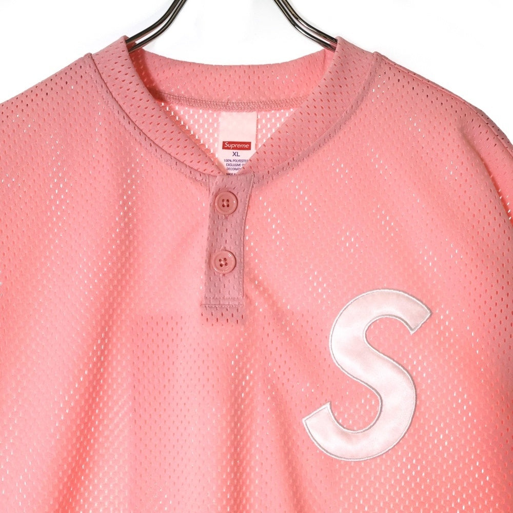 SUPREME(シュプリーム) 25SS S Logo Baseball Henley Sロゴ ベースボール ヘンリー メッシュ 半袖シャツ ピンク