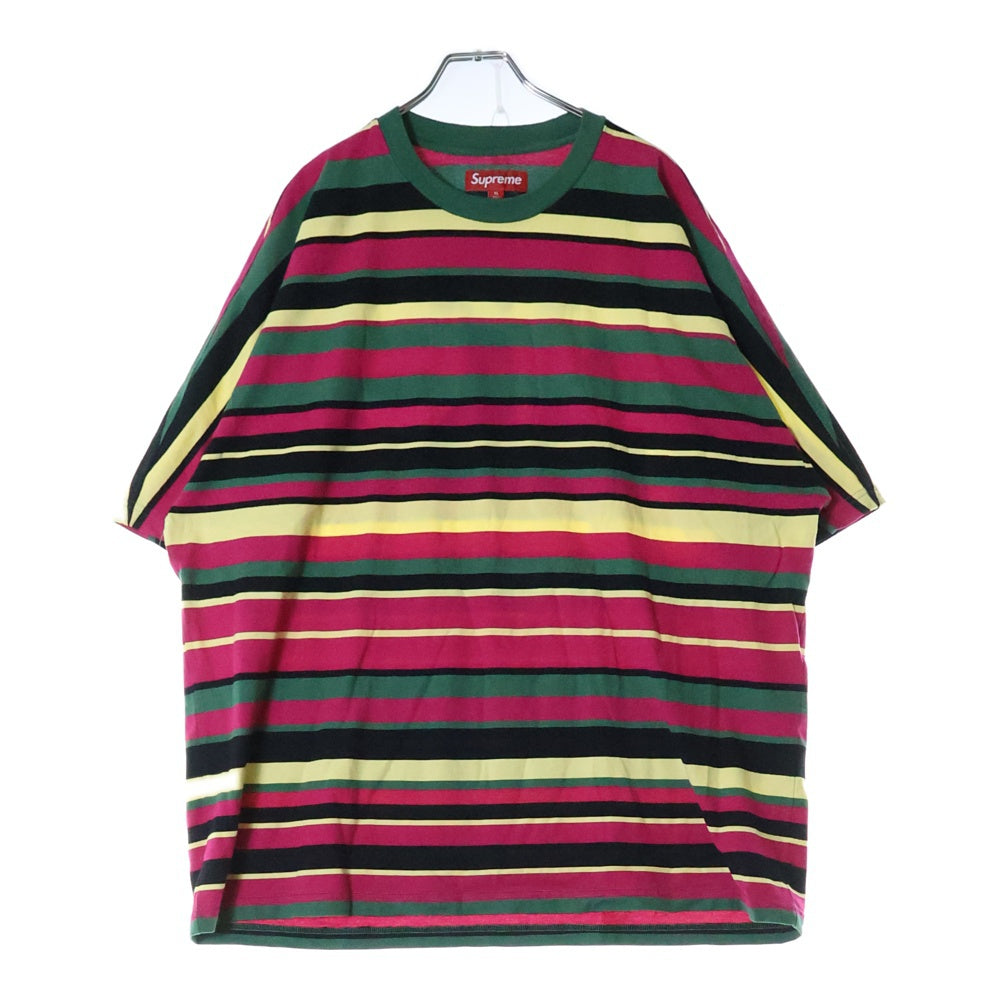 SUPREME(シュプリーム) 25SS Intarsia S/S Top インスターシャ バックロゴ ストライプ クルーネック 半袖Tシャツ カットソー マルチ