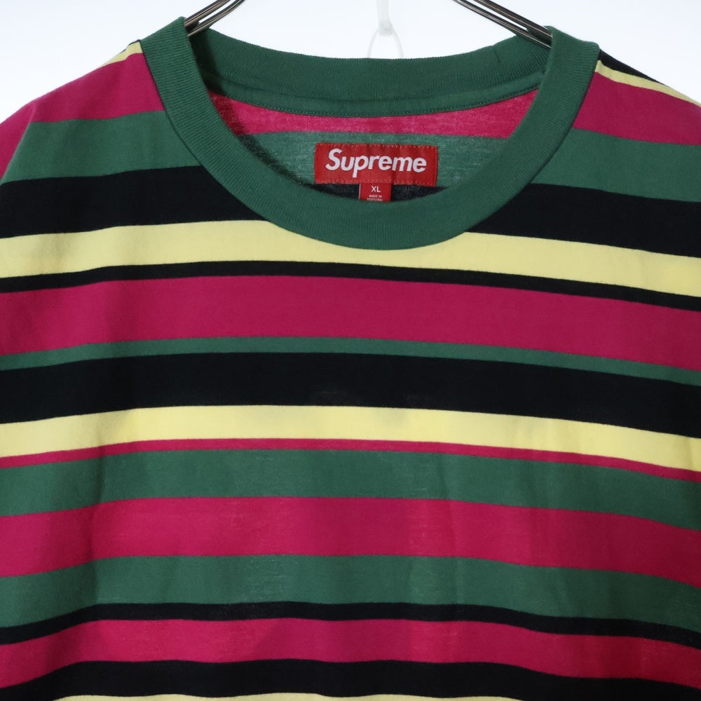 SUPREME(シュプリーム) 25SS Intarsia S/S Top インスターシャ バックロゴ ストライプ クルーネック 半袖Tシャツ カットソー マルチ