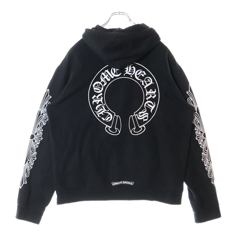 CHROME HEARTS(クロムハーツ) SWTSHRT PLVR プルオーバーパーカー 袖フローラルホースシュープリント スウェットプルオーバーパーカー ブラック