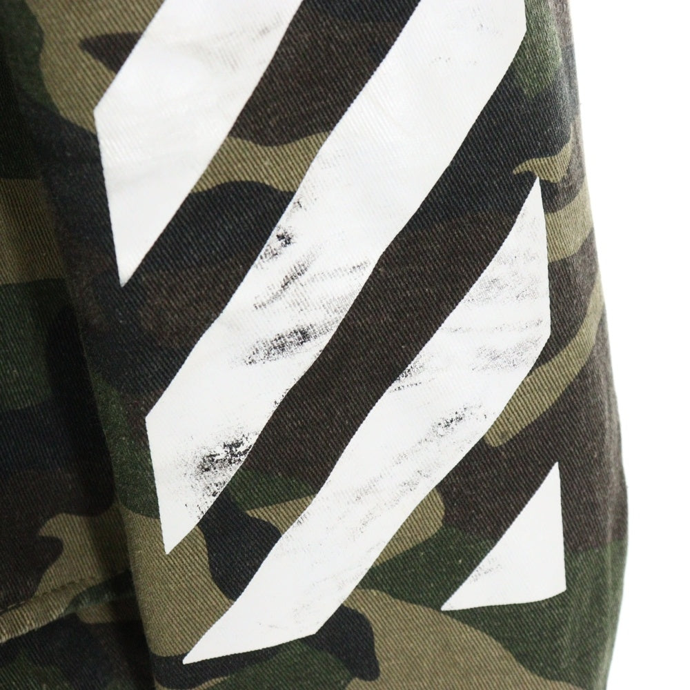 OFF-WHITE(オフホワイト) カモ 総柄 バッグプリント ミリタリーフーディ ジャケット カーキ