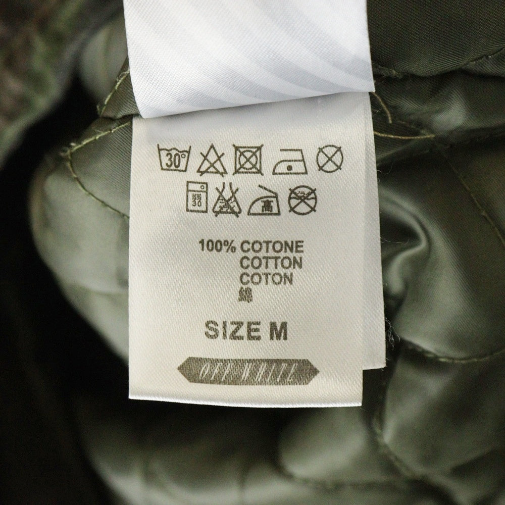 OFF-WHITE(オフホワイト) カモ 総柄 バッグプリント ミリタリーフーディ ジャケット カーキ