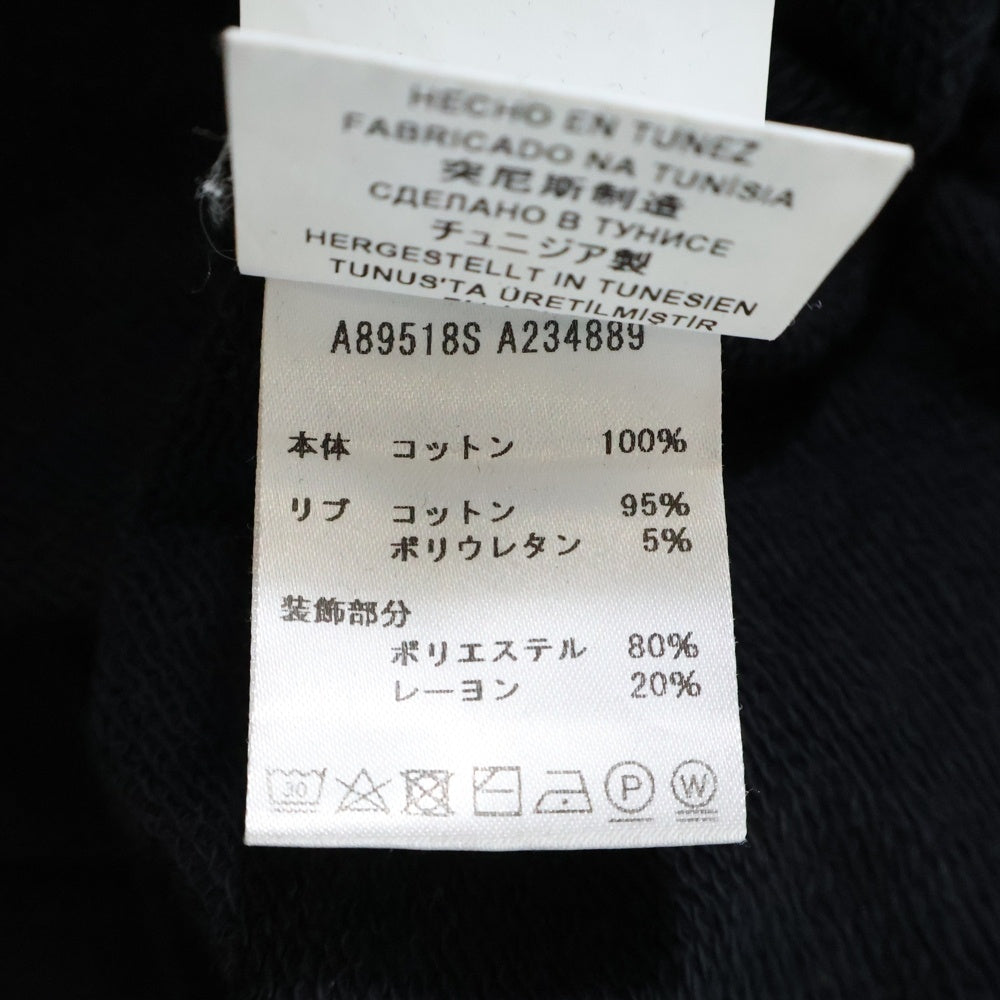 VERSACE(ヴェルサーチ) フロント ロゴ刺繍 コットン クルーネック スウェット ブラック A89518S