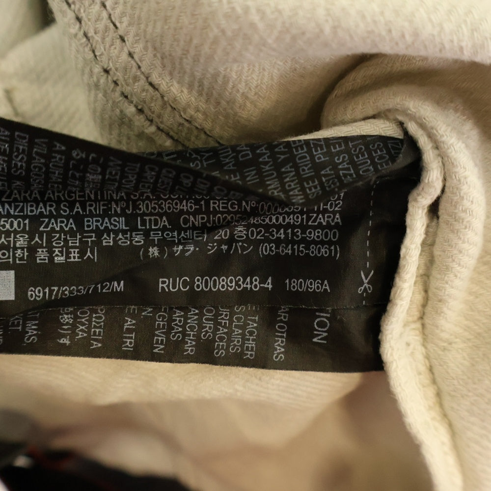 ZARA(ザラ) 胸ポケット コットン 半袖Tシャツ カットソー ライトグレー