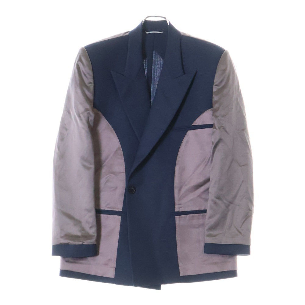 Dior HOMME(ディオールオム) キュプラ切り替え 2B ウール テーラードジャケット ネイビー/ダークブラウン 943C228A4441