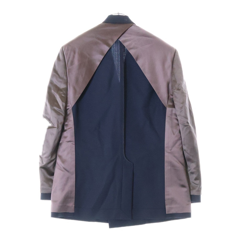 Dior HOMME(ディオールオム) キュプラ切り替え 2B ウール テーラードジャケット ネイビー/ダークブラウン 943C228A4441