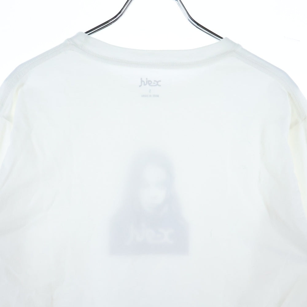 X-GIRL(エックスガール) FACE L/S TEE フェイス ロゴ クルーネック 長袖Tシャツ カットソー ホワイト 105205011001