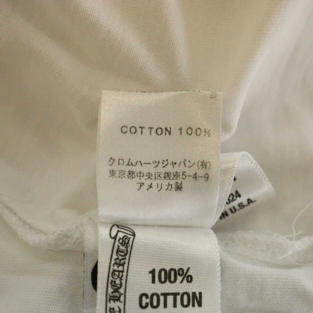 CHROME HEARTS(クロムハーツ) フロント ロゴプリント ホワイトロジウム加工 クロスボールボタン ポロシャツ 半袖Tシャツ カットソー ホワイト