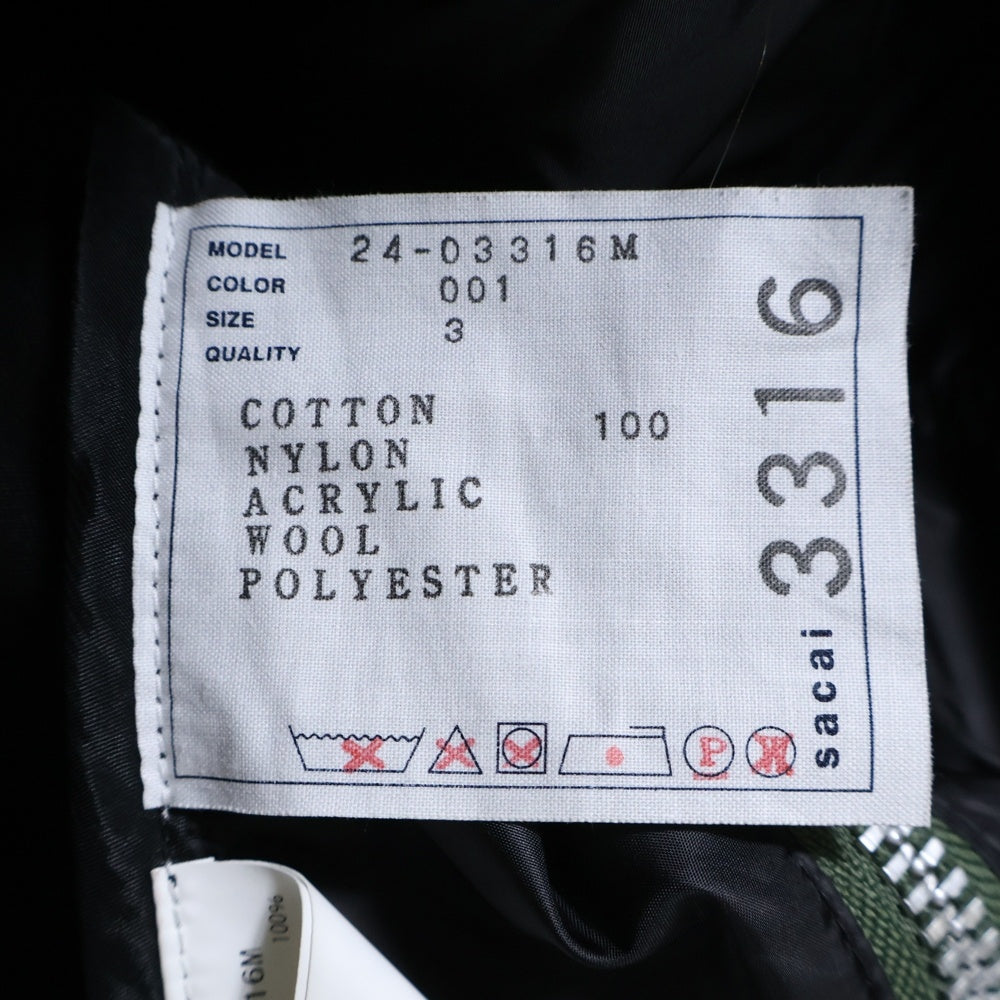 Sacai(サカイ) 24SS COTTON CHINO NYLON TWILL BLOUSON サカイ コットンチノナイロンツイルブルゾン ジャケット ブラック 24-03316M