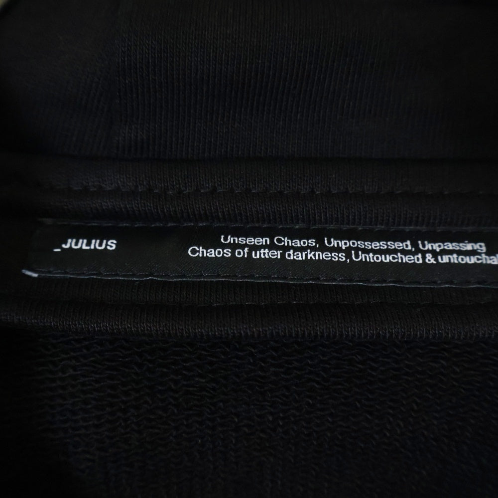 JULIUS(ユリウス) 両面刺繍 ジップアップフーディ パーカー ブラック 887CUM1