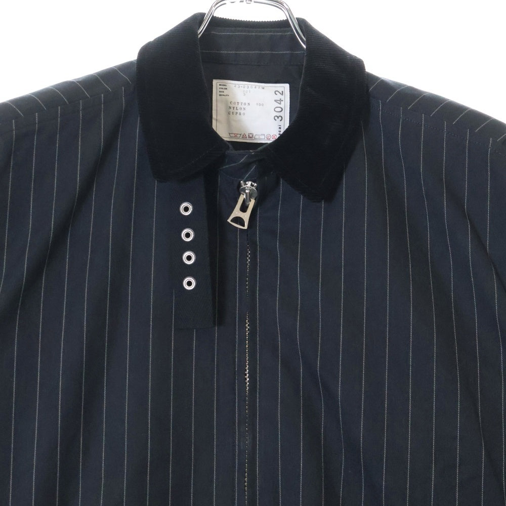 Sacai(サカイ) 23SS Chalk Stripe Blouson 23-03042M チョークストライプブルゾン ジップアップジャケット ブラック