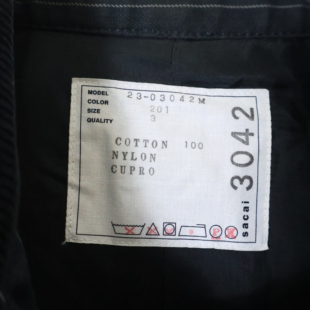 Sacai(サカイ) 23SS Chalk Stripe Blouson 23-03042M チョークストライプブルゾン ジップアップジャケット ブラック