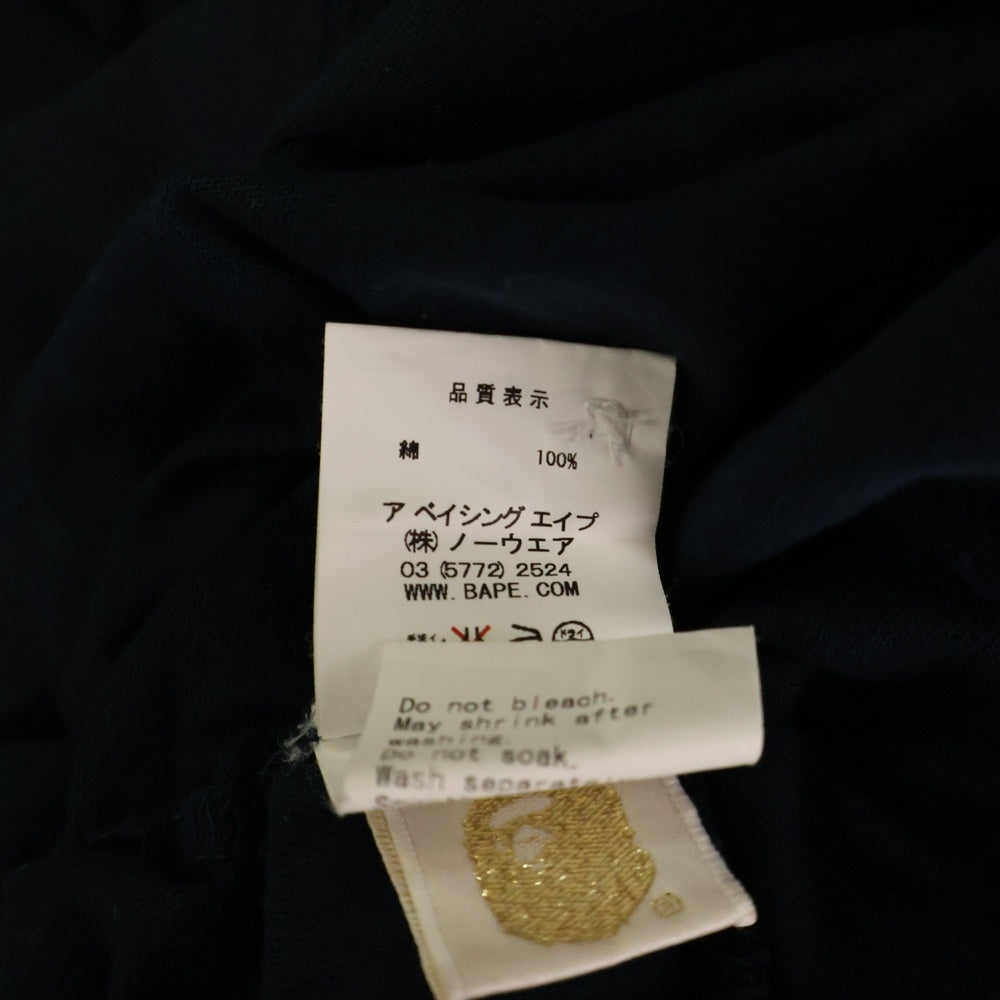 A BATHING APE(アベイシングエイプ) フロント ロゴ刺繍 ポロシャツ 半袖Tシャツ カットソー ネイビー