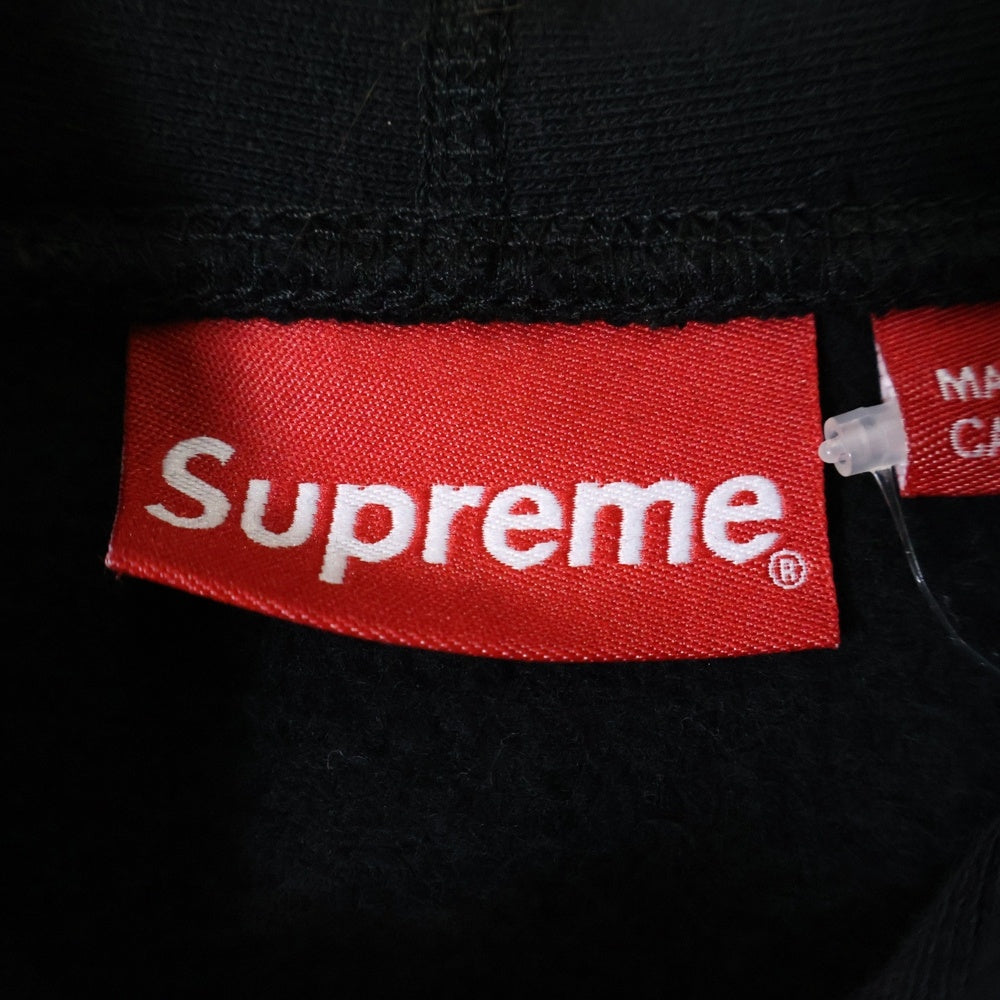 SUPREME(シュプリーム) 18SS Cord Colledgiate Logo Hooded コード カレッジ ロゴ刺繍 プルオーバーパーカー ブラック
