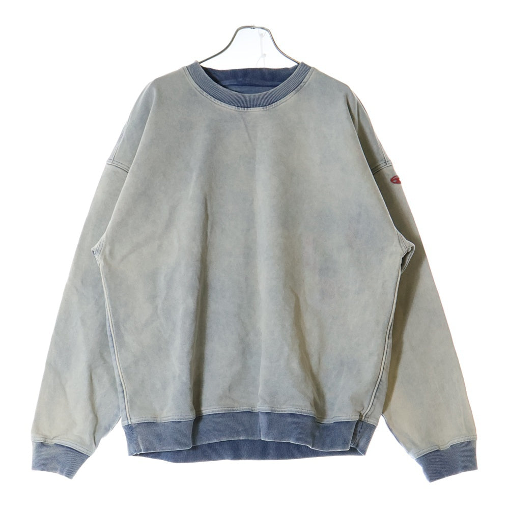 DIESEL(ディーゼル) D-KRIB TRACK SWEATSHIRT ワッペンロゴ クルーネック プルオーバースウェットトレーナー インディゴ A12527