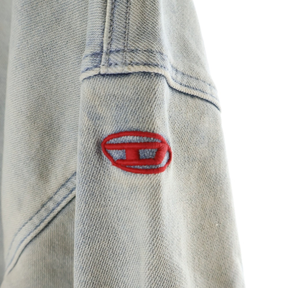 DIESEL(ディーゼル) D-KRIB TRACK SWEATSHIRT ワッペンロゴ クルーネック プルオーバースウェットトレーナー インディゴ A12527