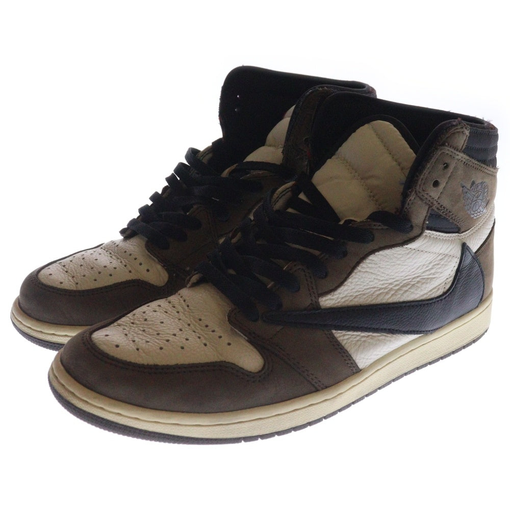 NIKE(ナイキ) ×TRAVIS SCOTT AIR JORDAN 1 RETRO HIGH OG TS SP トラヴィススコット エアジョーダン1 ハイカットスニーカー ブラウン/ホワイ US11/29cm CD4487-100