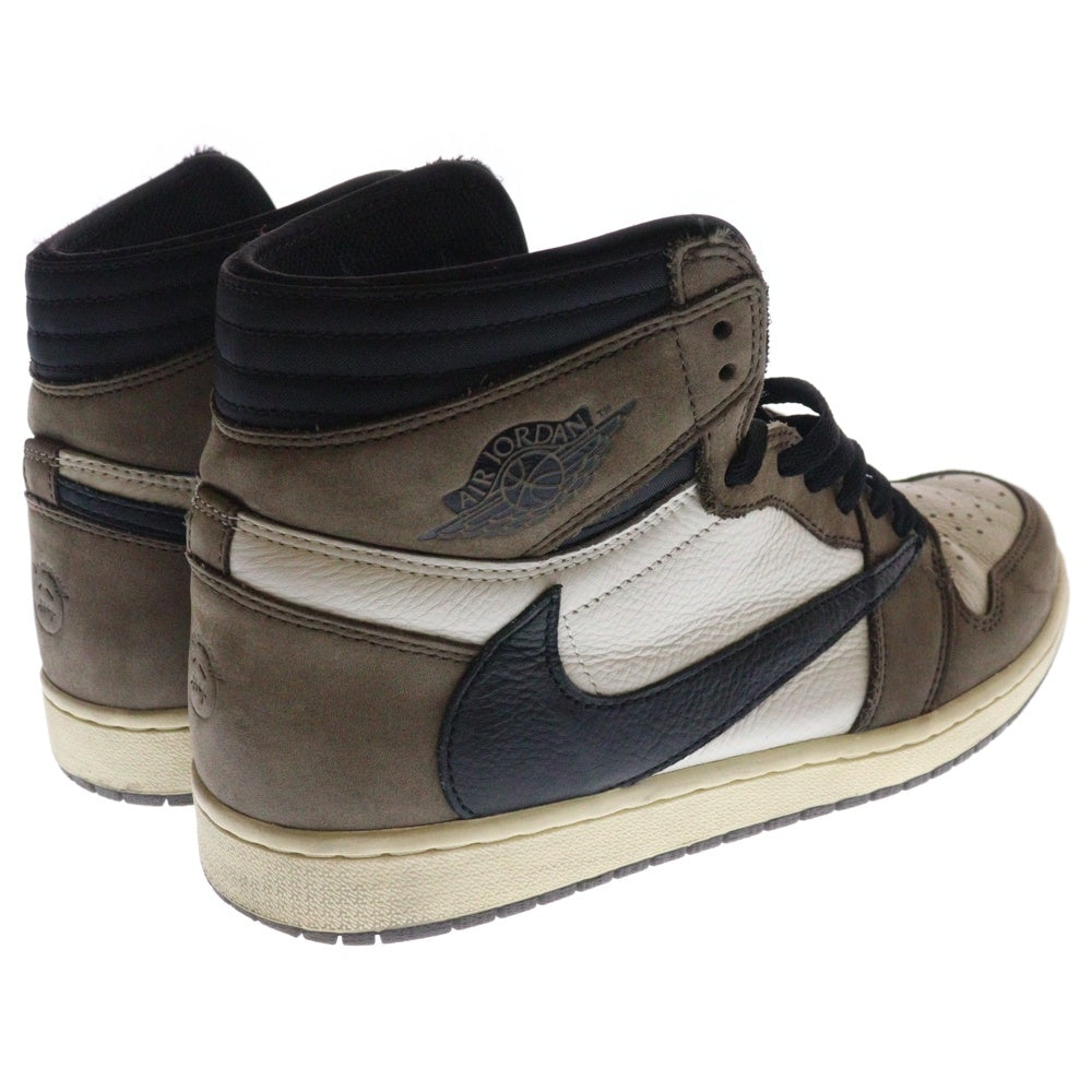 NIKE(ナイキ) ×TRAVIS SCOTT AIR JORDAN 1 RETRO HIGH OG TS SP トラヴィススコット エアジョーダン1 ハイカットスニーカー ブラウン/ホワイ US11/29cm CD4487-100