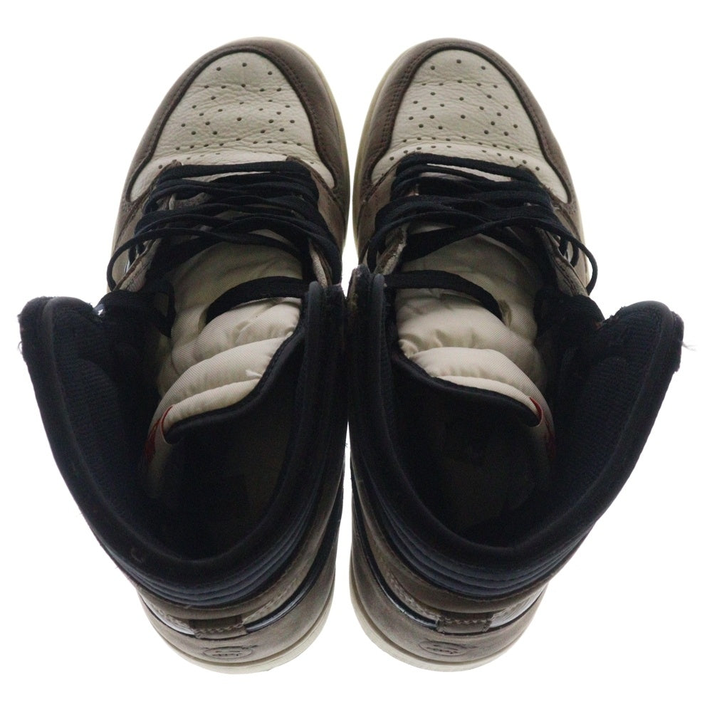 NIKE(ナイキ) ×TRAVIS SCOTT AIR JORDAN 1 RETRO HIGH OG TS SP トラヴィススコット エアジョーダン1 ハイカットスニーカー ブラウン/ホワイ US11/29cm CD4487-100