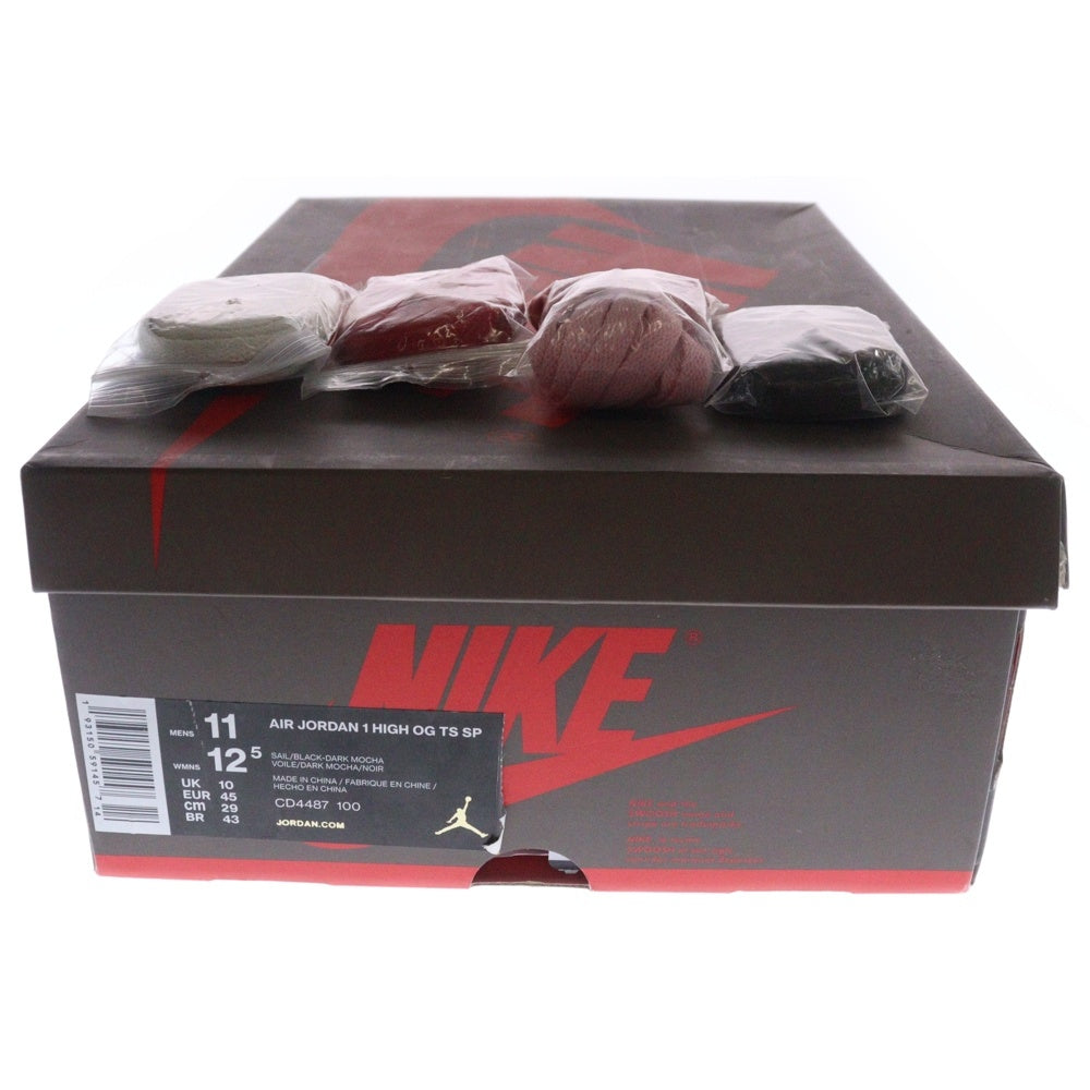 NIKE(ナイキ) ×TRAVIS SCOTT AIR JORDAN 1 RETRO HIGH OG TS SP トラヴィススコット エアジョーダン1 ハイカットスニーカー ブラウン/ホワイ US11/29cm CD4487-100