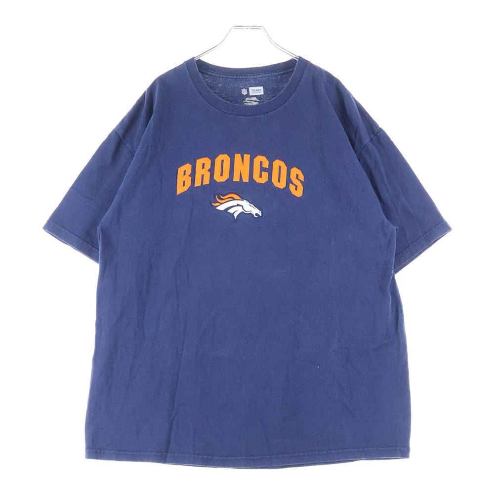 NFL(エヌエフエル) Denver Broncos デンバーブロンコス フロントロゴバッチ クルーネック 半袖Tシャツ ネイビー