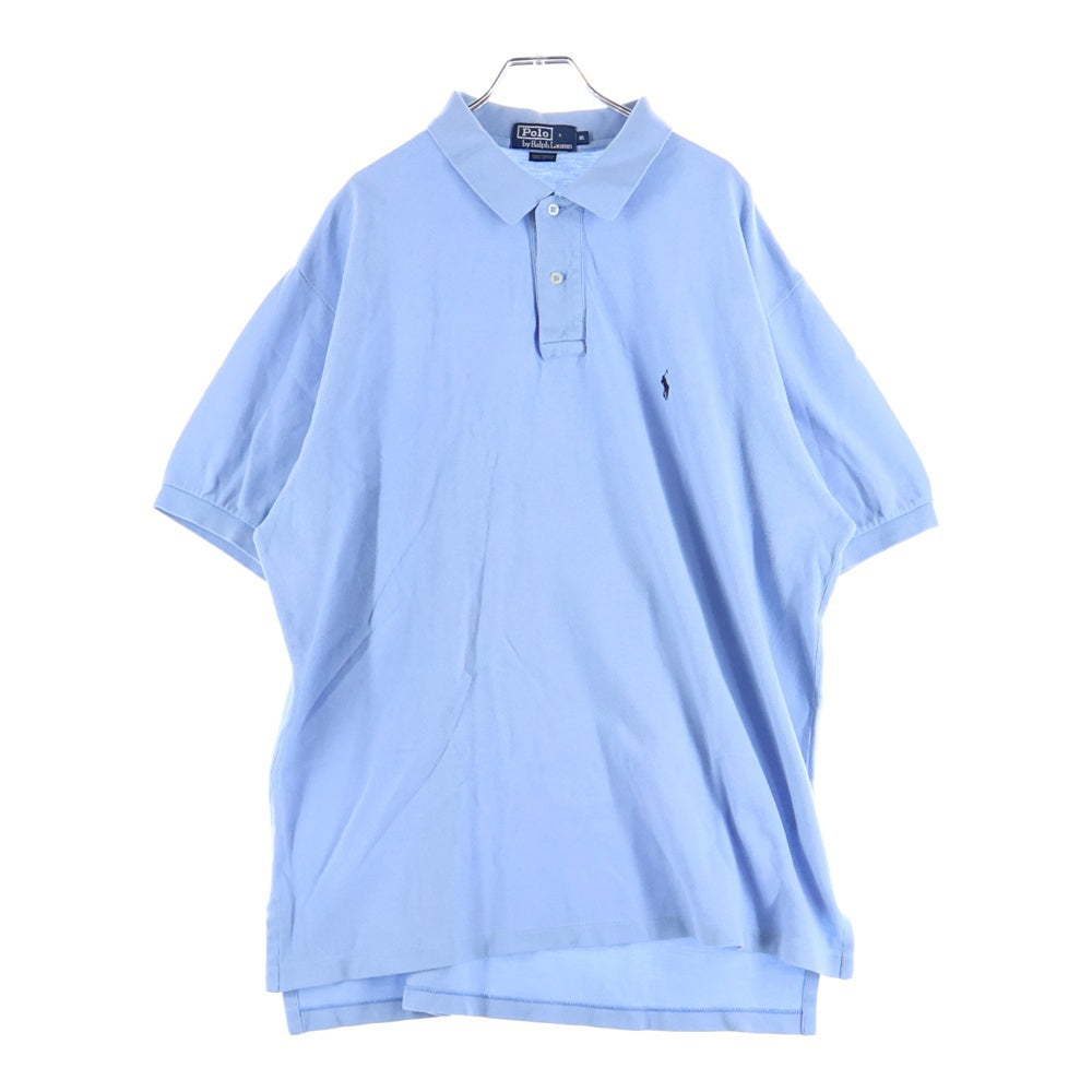 POLO RALPH LAUREN(ポロラルフローレン) ロゴ刺繍 コットン 半袖ポロシャツ ライトブルー