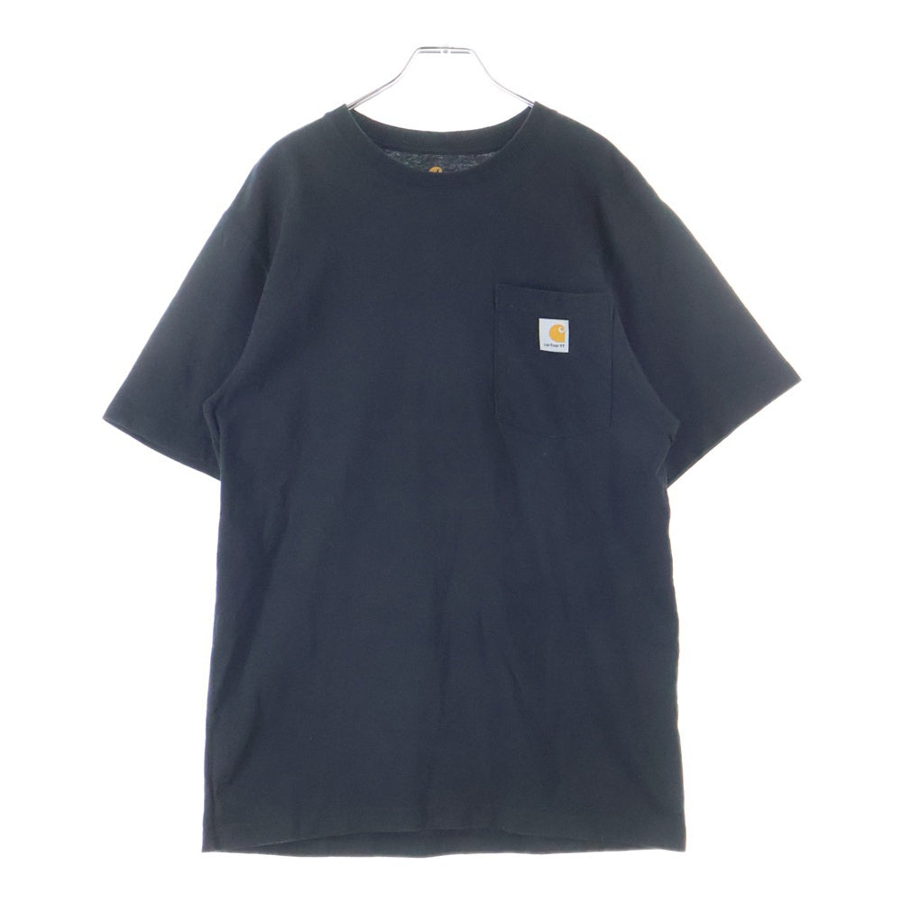 CARHARTT(カーハート) LOOSE FIT HEAVYWEIGHT SHORT-SLEEVE POCKET T-SHIRT ロゴパッチ クルーネック 半袖Tシャツ ブラック K87-BLK
